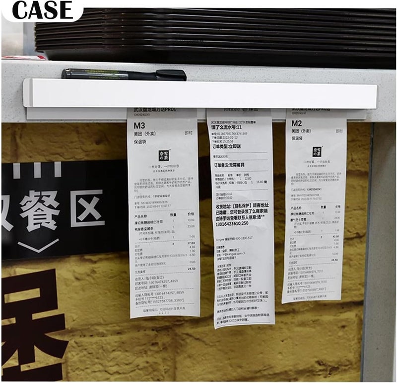 origreen 2 Pieces Ticket Holder Receipt Holder for Restaurant Refrigerator, No Drill Restaurant Order Ticket Holder, for Walls Home Kitchen Office Cafes Pubs Bars (Black, 12 Inch, 2p) - Image 5